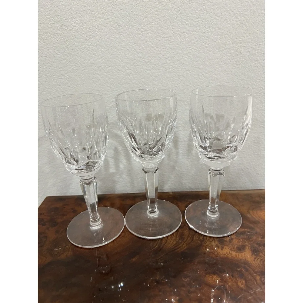 Set of 3 WATERFORD Crystal Plain Bottom Claret Wine Glasses KILDARE   6.5